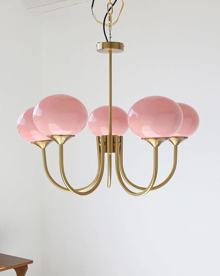 WOMO Pink Glass Globe Arm Chandelier-WM2052 - Image 21