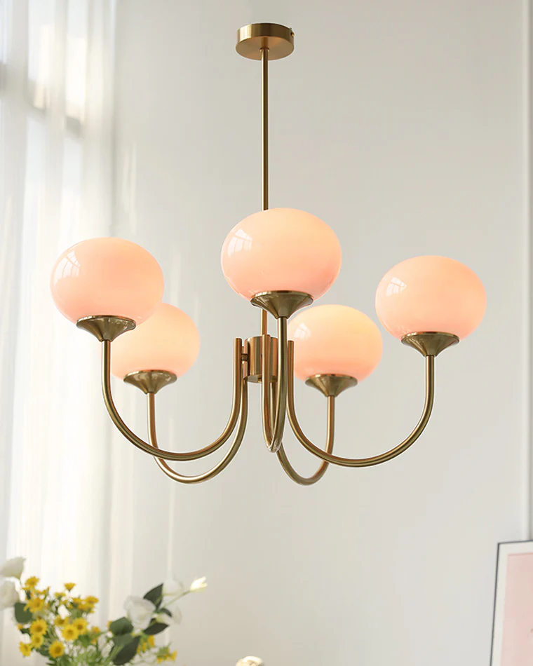WOMO Pink Glass Globe Arm Chandelier-WM2052 - Image 3