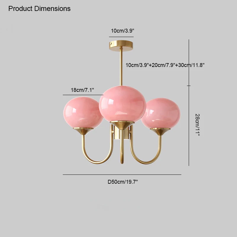 WOMO Pink Glass Globe Arm Chandelier-WM2052 - Image 31