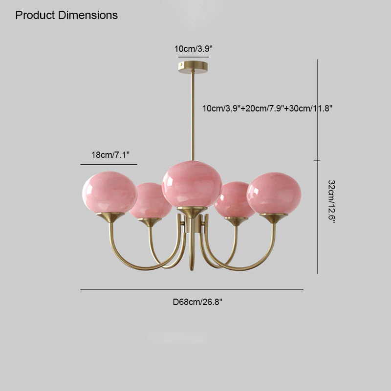WOMO Pink Glass Globe Arm Chandelier-WM2052 - Image 33