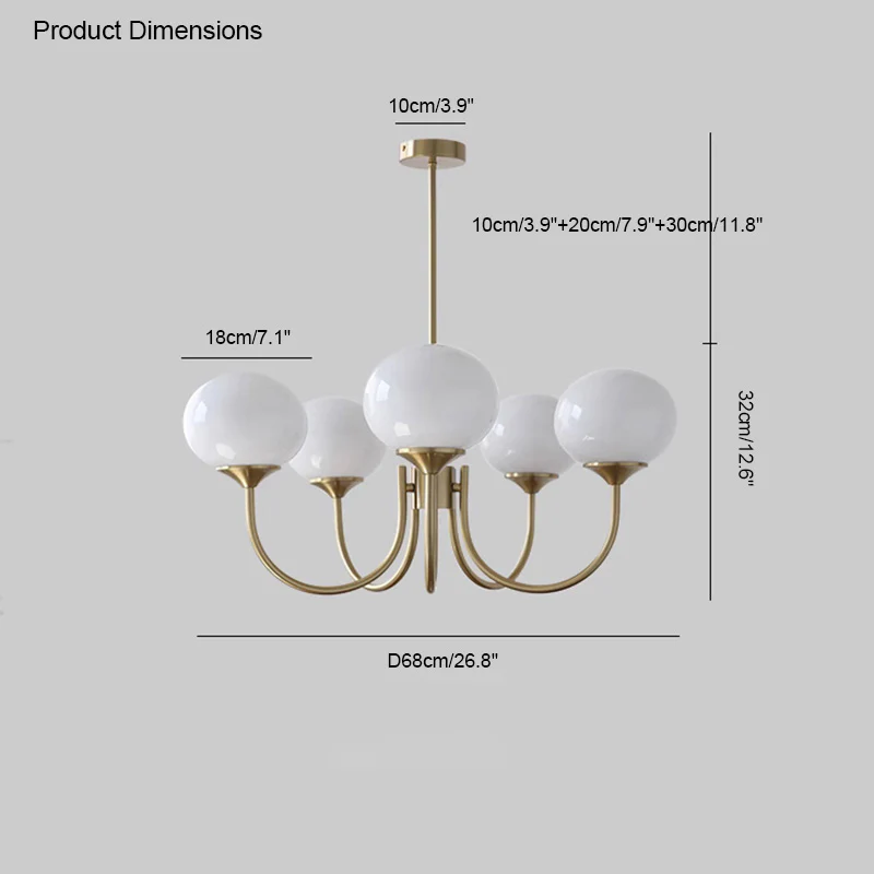 WOMO Pink Glass Globe Arm Chandelier-WM2052 - Image 37