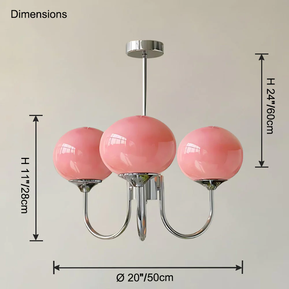 WOMO Pink Glass Globe Arm Chandelier-WM2052 - Image 39