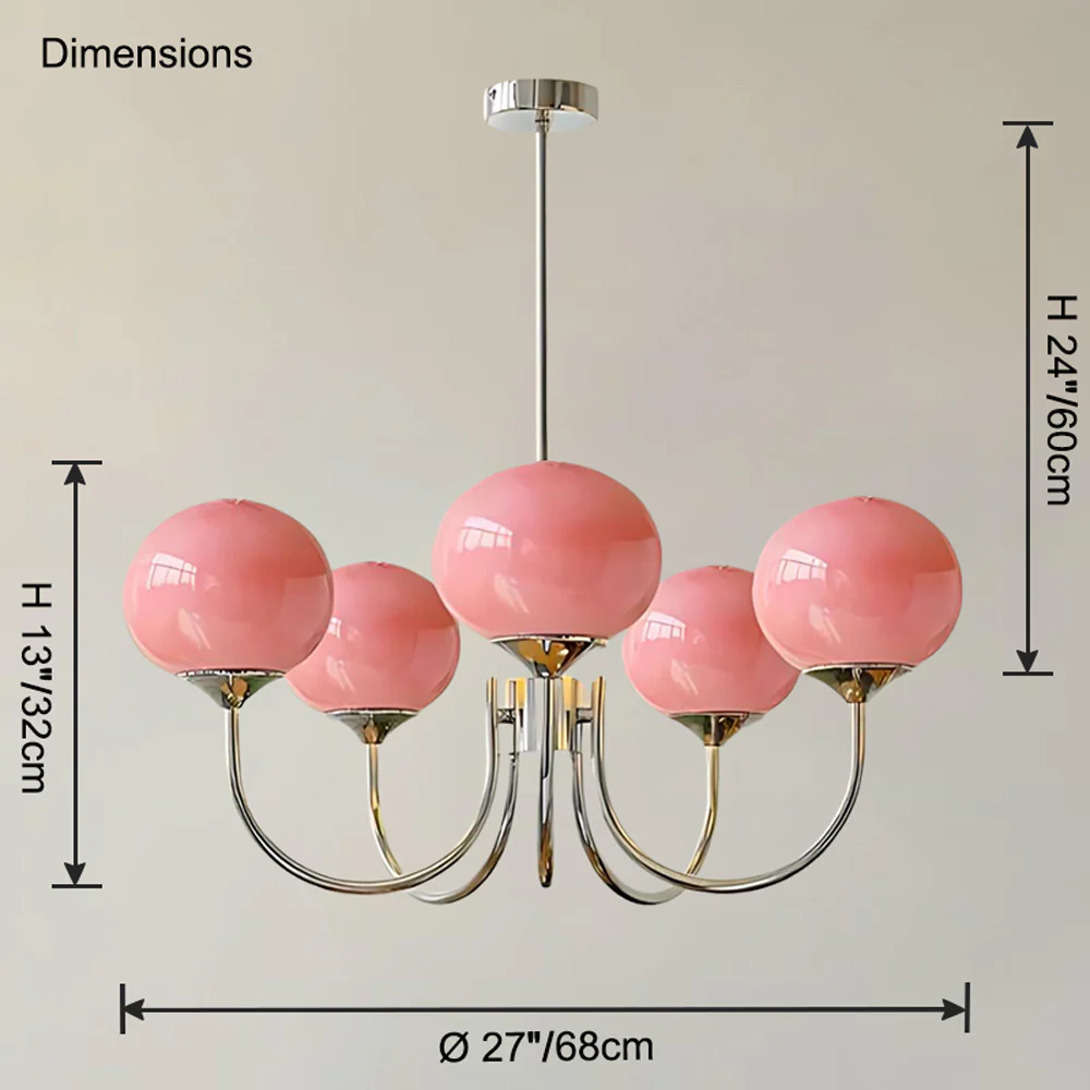 WOMO Pink Glass Globe Arm Chandelier-WM2052 - Image 41