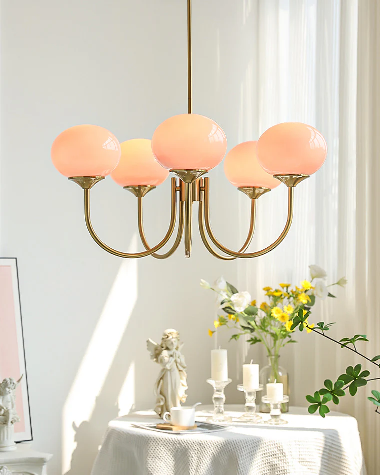 WOMO Pink Glass Globe Arm Chandelier-WM2052 - Image 7