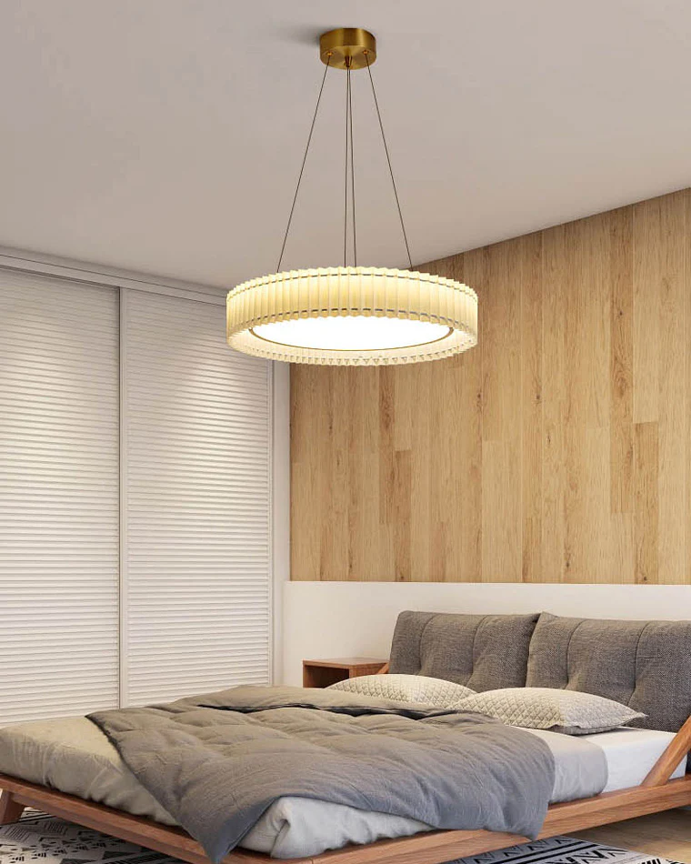 WOMO Round Pleated Fabric Pendant Light-WM2050 - Image 3