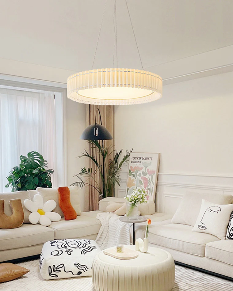 WOMO Round Pleated Fabric Pendant Light-WM2050 - Image 5