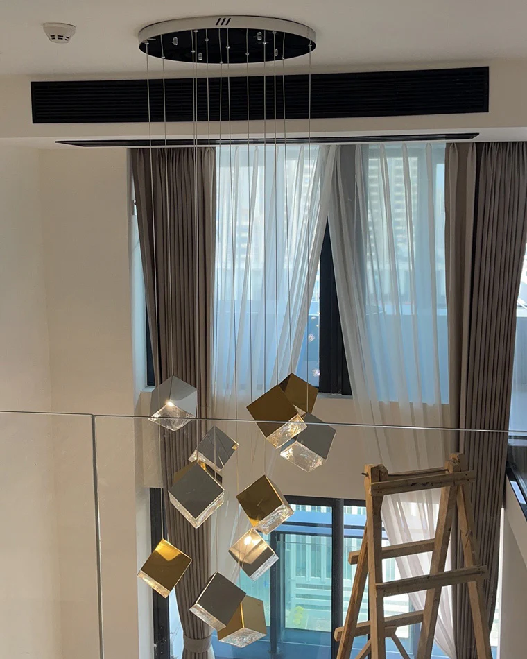 WOMO Ice Cube Textured Glass Chandelier-WM2150 - Image 12