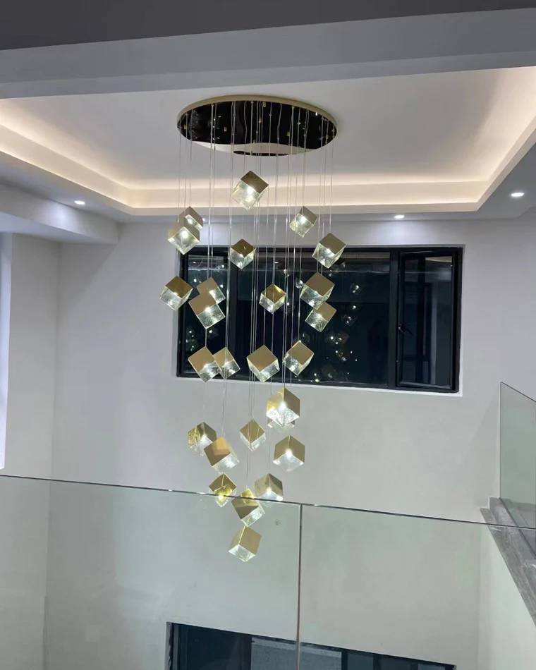 WOMO Ice Cube Textured Glass Chandelier-WM2150 - Image 14