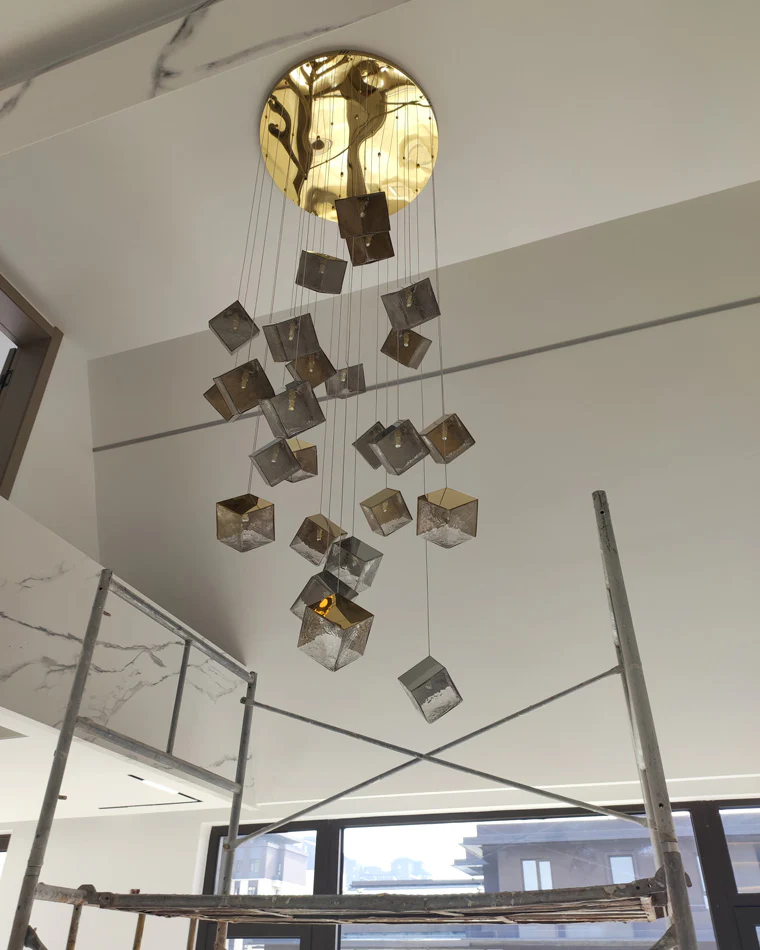 WOMO Ice Cube Textured Glass Chandelier-WM2150 - Image 15