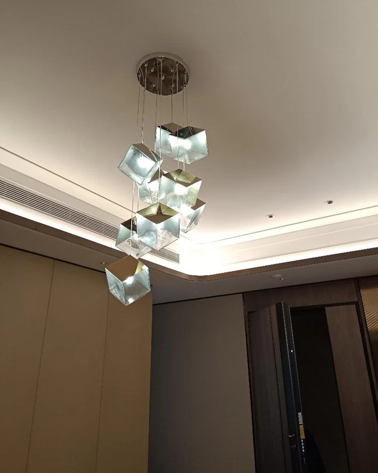 WOMO Ice Cube Textured Glass Chandelier-WM2150 - Image 17