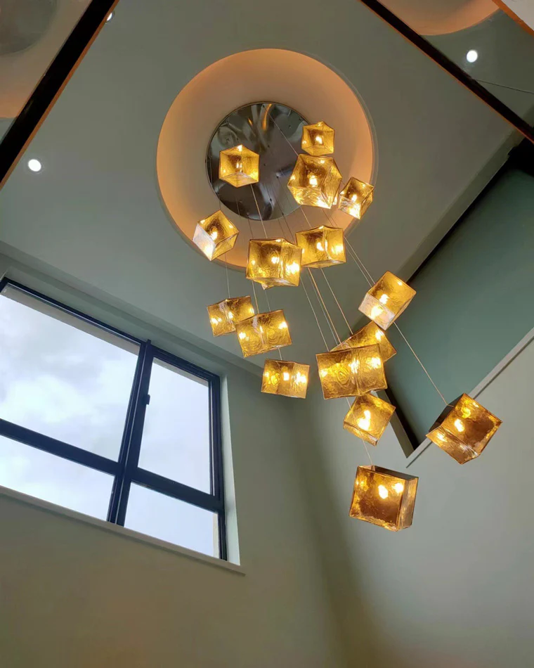 WOMO Ice Cube Textured Glass Chandelier-WM2150 - Image 18