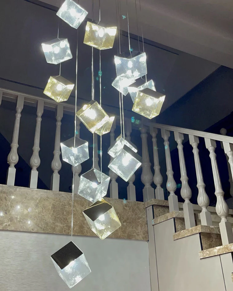 WOMO Ice Cube Textured Glass Chandelier-WM2150 - Image 19