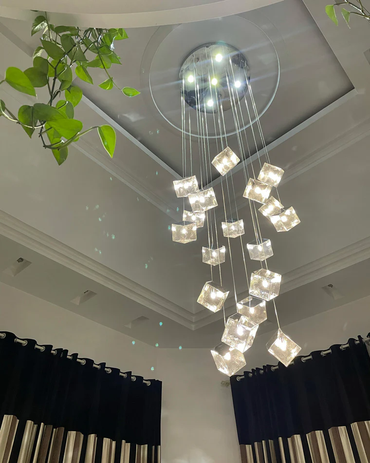WOMO Ice Cube Textured Glass Chandelier-WM2150 - Image 21