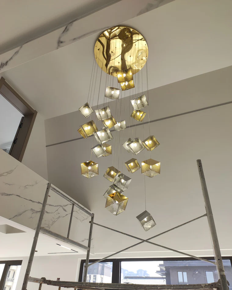 WOMO Ice Cube Textured Glass Chandelier-WM2150 - Image 23