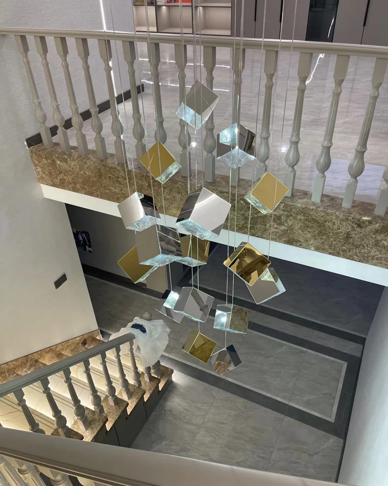 WOMO Ice Cube Textured Glass Chandelier-WM2150 - Image 24