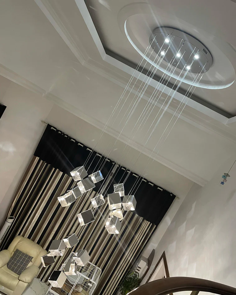 WOMO Ice Cube Textured Glass Chandelier-WM2150 - Image 27