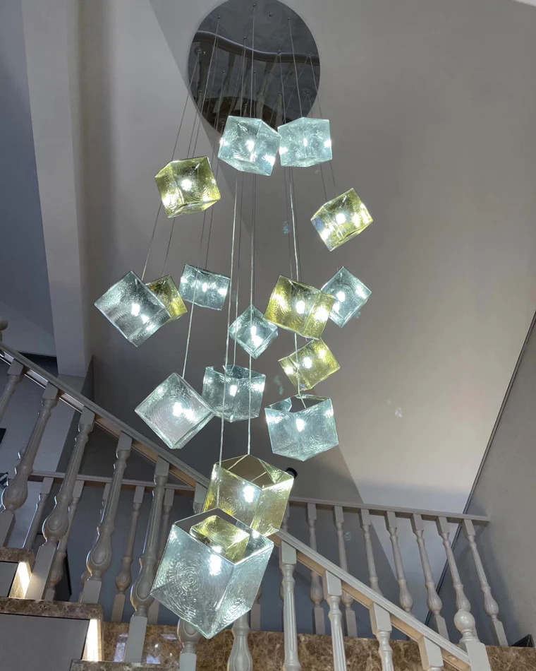 WOMO Ice Cube Textured Glass Chandelier-WM2150 - Image 28