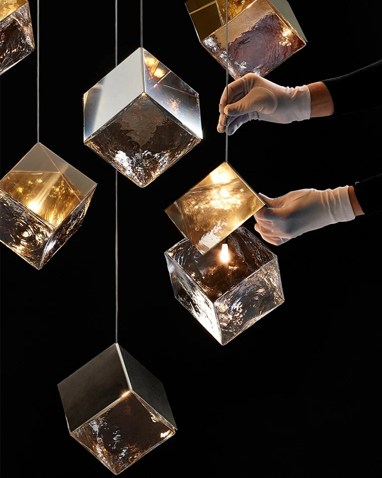 WOMO Ice Cube Textured Glass Chandelier-WM2150 - Image 3