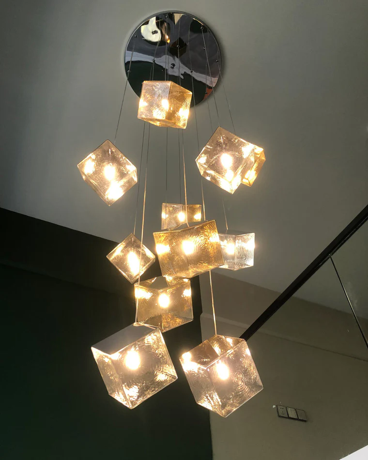 WOMO Ice Cube Textured Glass Chandelier-WM2150 - Image 5