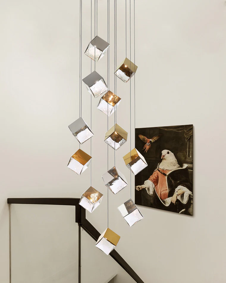 WOMO Ice Cube Textured Glass Chandelier-WM2150 - Image 6