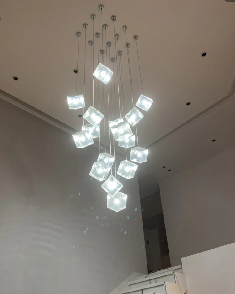 WOMO Ice Cube Textured Glass Chandelier-WM2150 - Image 9