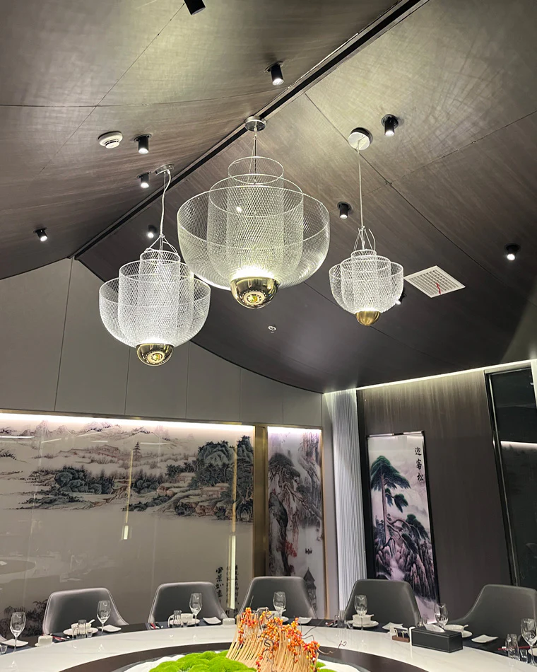 WOMO Mesh Uplight Vaulted Ceiling Pendant Chandelier-WM2069 - Image 8