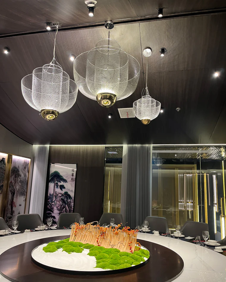 WOMO Mesh Uplight Vaulted Ceiling Pendant Chandelier-WM2069 - Image 9