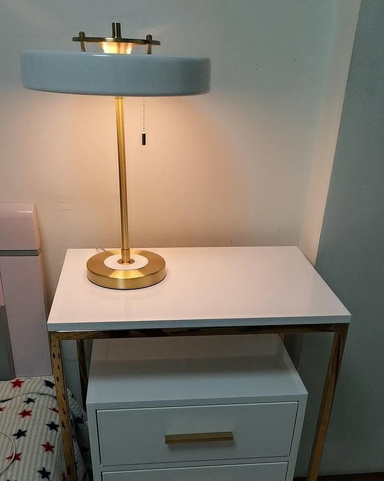 WOMO Mid-Century Round Table Lamp with Pull Chain-WM8009 - Image 15