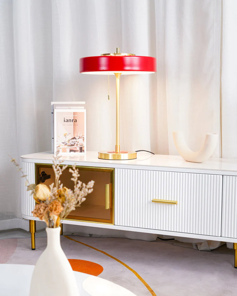WOMO Mid-Century Round Table Lamp with Pull Chain-WM8009 - Image 26