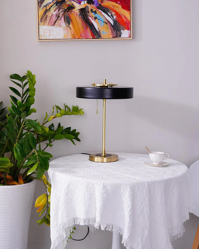 WOMO Mid-Century Round Table Lamp with Pull Chain-WM8009 - Image 9