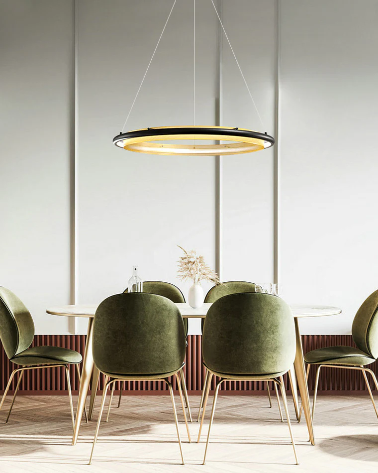 WOMO Black and Gold Ring LED Chandelier-WM2119a - Image 3