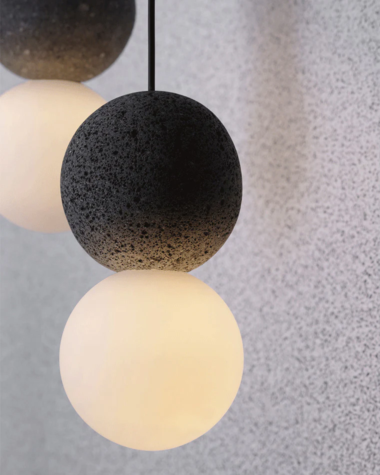 WOMO White & Black Glass Globe Pendant Light-WM2086 - Image 12