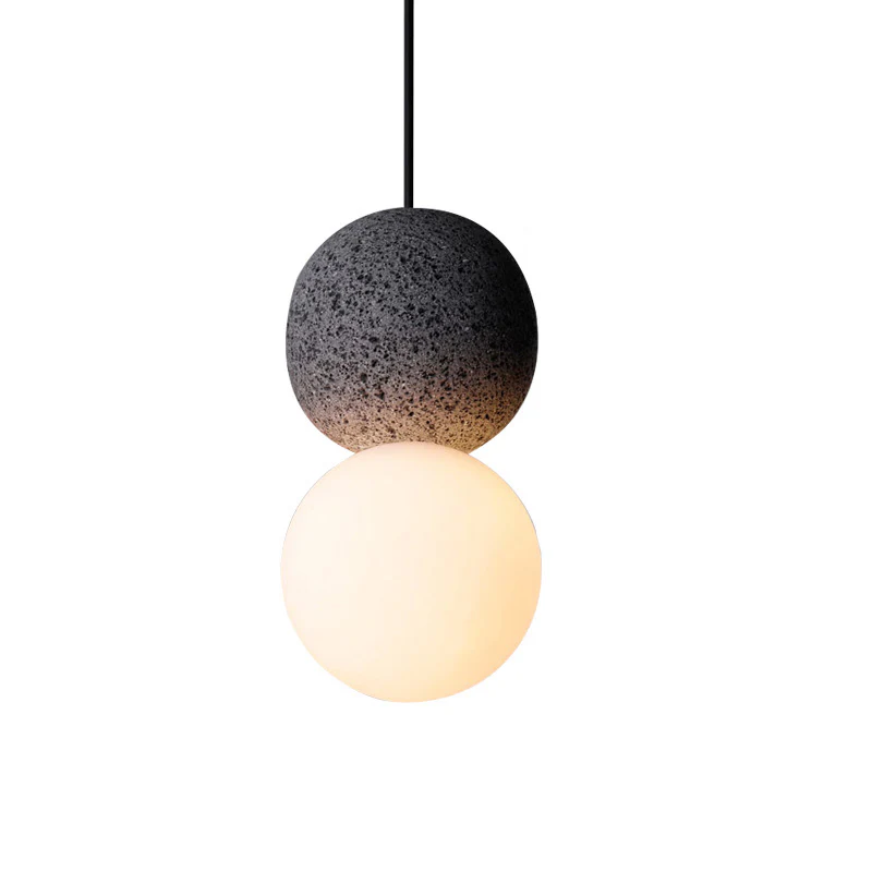 WOMO White & Black Glass Globe Pendant Light-WM2086 - Image 16