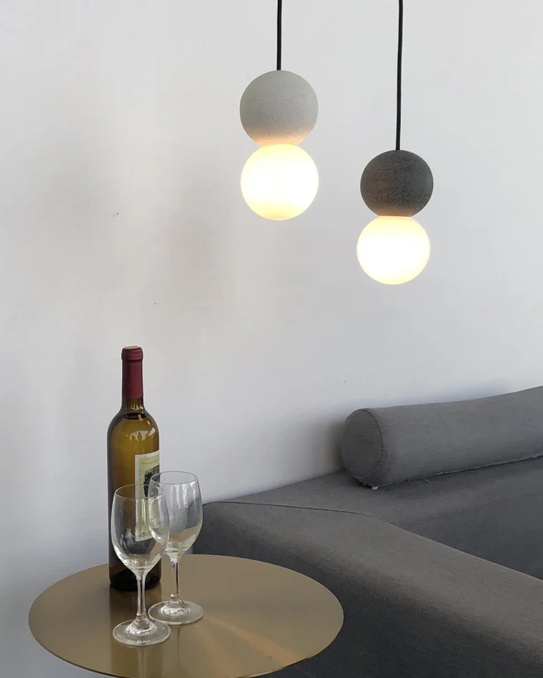 WOMO White & Black Glass Globe Pendant Light-WM2086 - Image 9