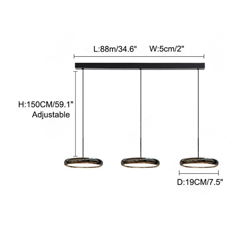 WOMO 3 Light Disc Pendant Light-WM2015 - Image 42