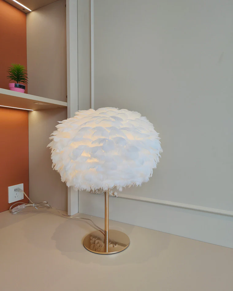 WOMO Pretty Round Feather Table Night Lamp-WM8038 - Image 10