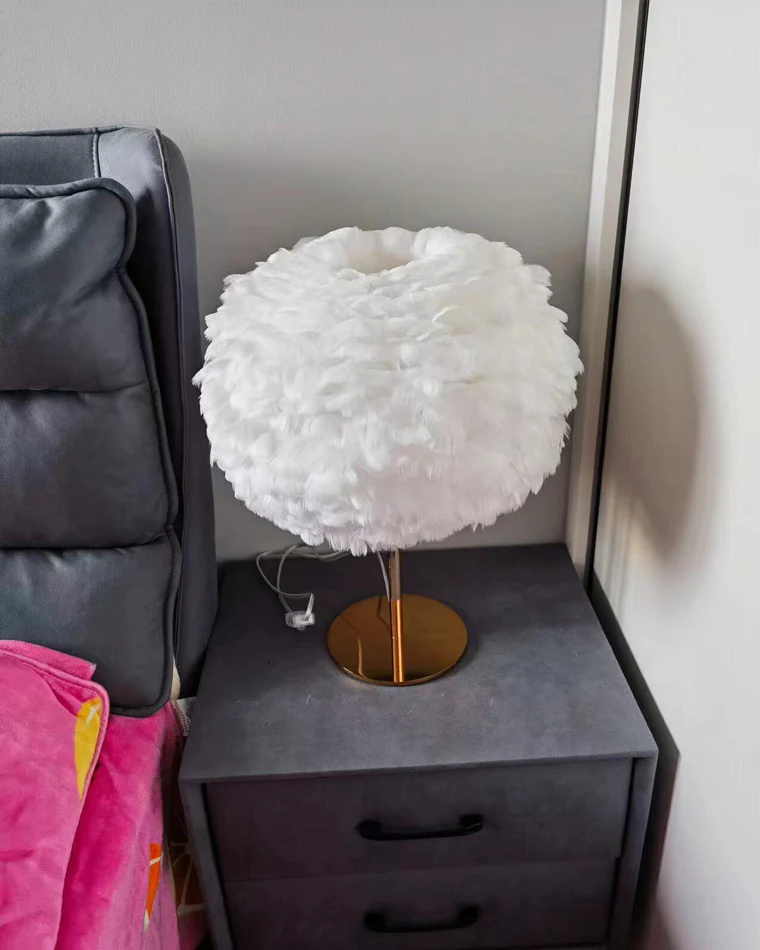 WOMO Pretty Round Feather Table Night Lamp-WM8038 - Image 11