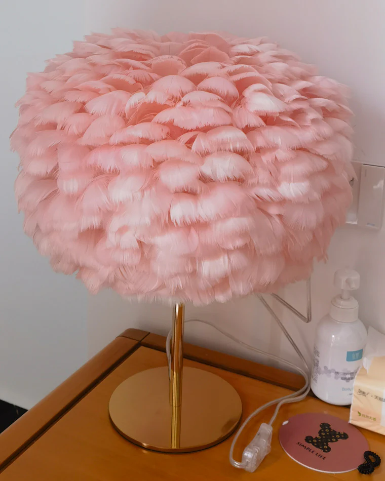 WOMO Pretty Round Feather Table Night Lamp-WM8038 - Image 13