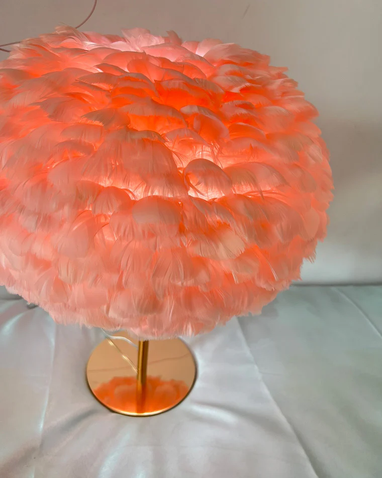 WOMO Pretty Round Feather Table Night Lamp-WM8038 - Image 16