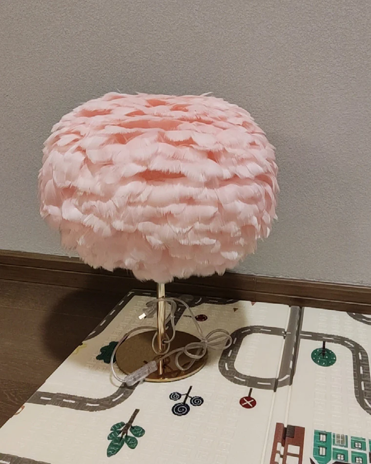 WOMO Pretty Round Feather Table Night Lamp-WM8038 - Image 18