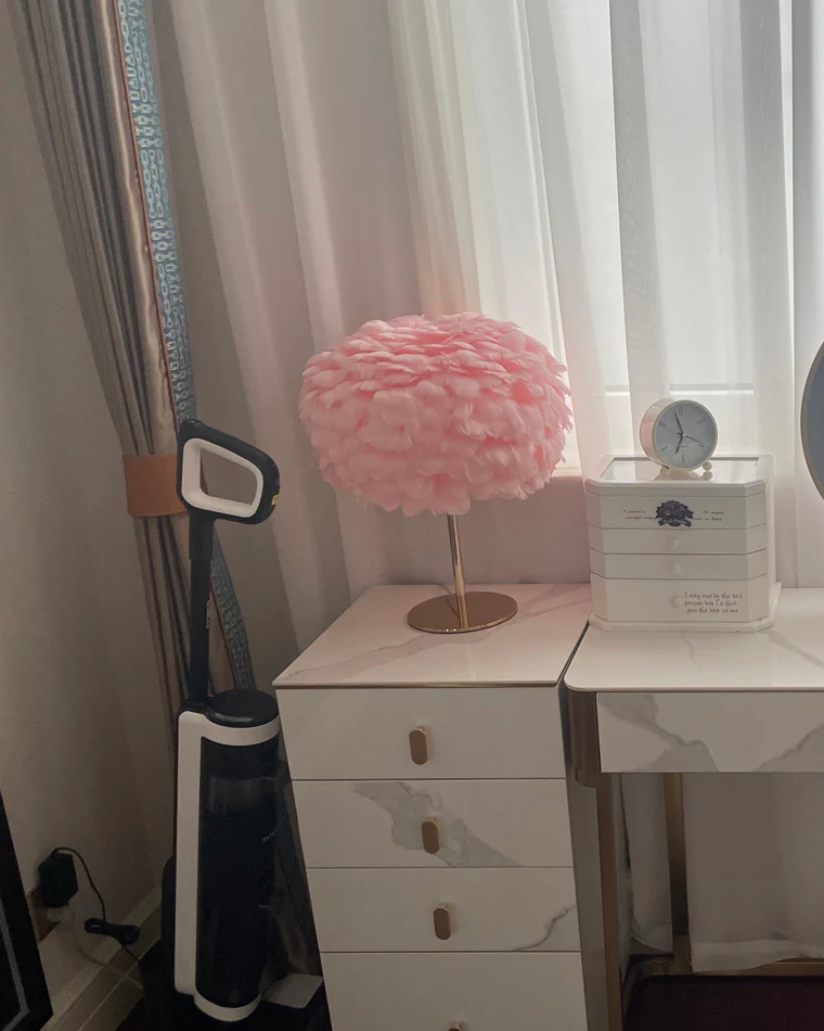 WOMO Pretty Round Feather Table Night Lamp-WM8038 - Image 19