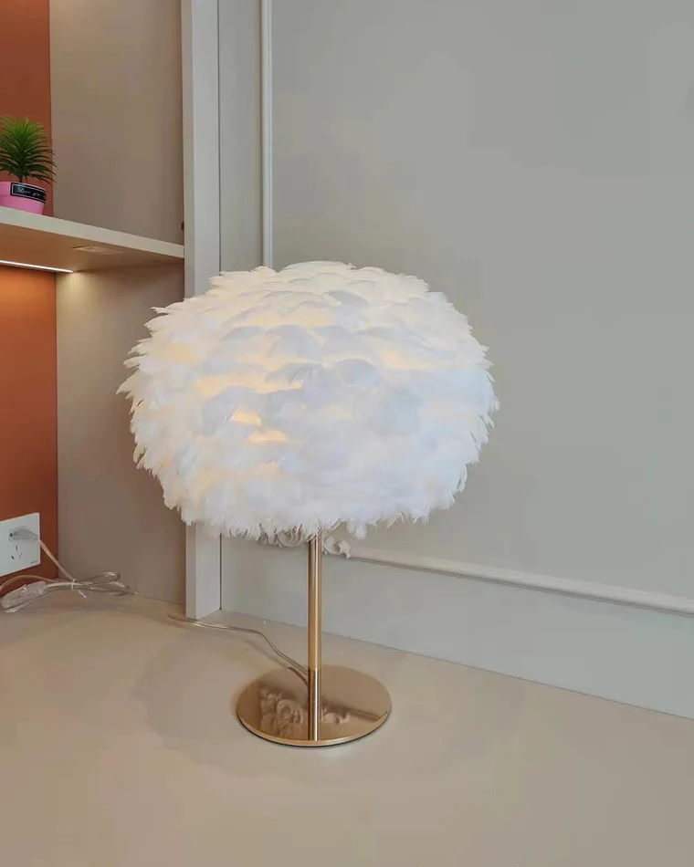 WOMO Pretty Round Feather Table Night Lamp-WM8038 - Image 21