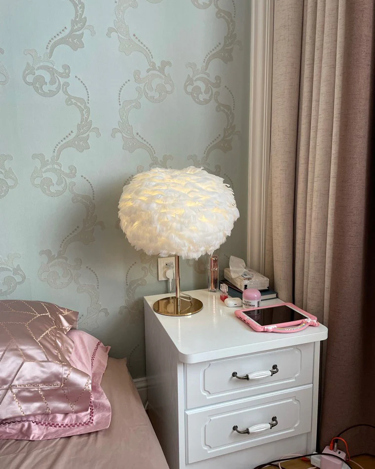 WOMO Pretty Round Feather Table Night Lamp-WM8038 - Image 22