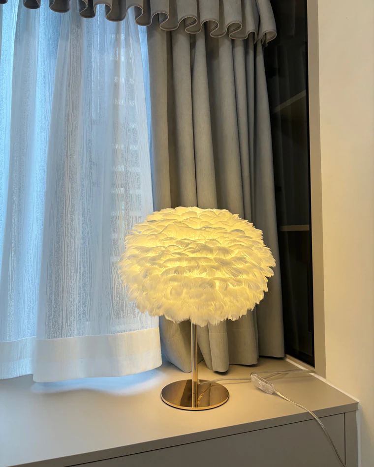 WOMO Pretty Round Feather Table Night Lamp-WM8038 - Image 23