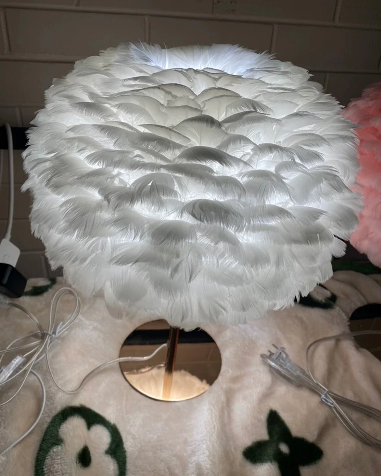WOMO Pretty Round Feather Table Night Lamp-WM8038 - Image 24