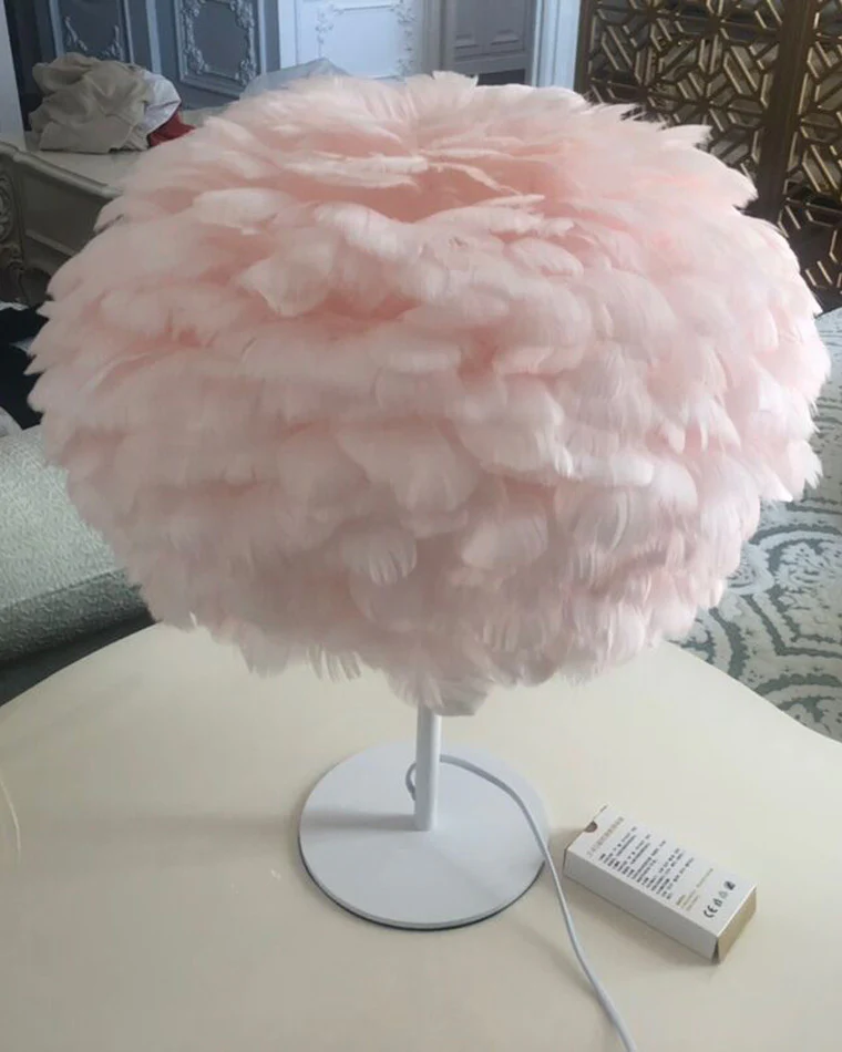 WOMO Pretty Round Feather Table Night Lamp-WM8038 - Image 27