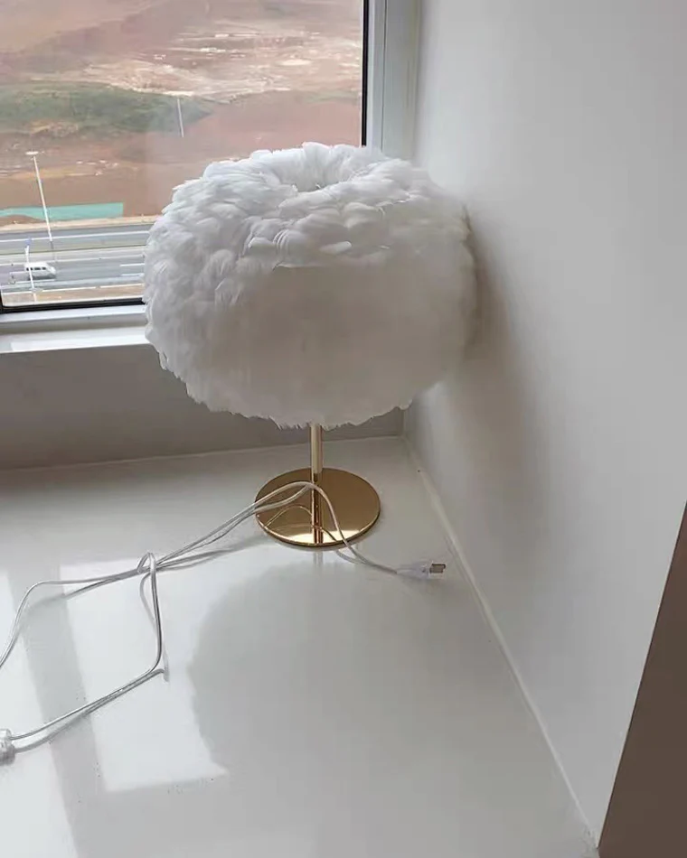 WOMO Pretty Round Feather Table Night Lamp-WM8038 - Image 28