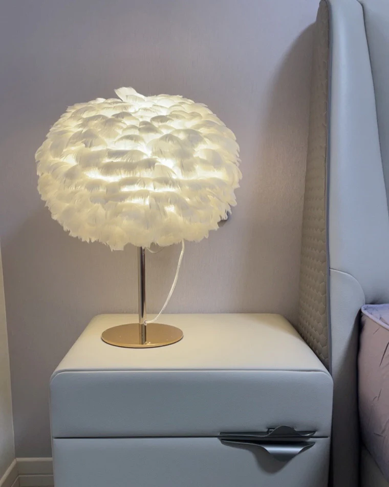 WOMO Pretty Round Feather Table Night Lamp-WM8038 - Image 30