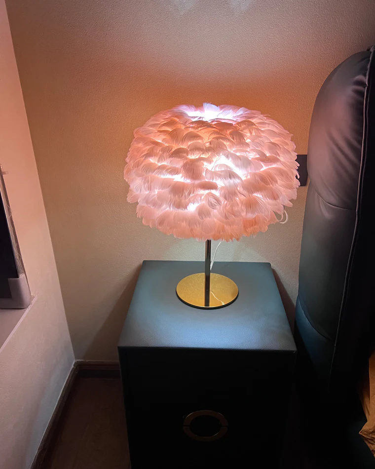 WOMO Pretty Round Feather Table Night Lamp-WM8038 - Image 32