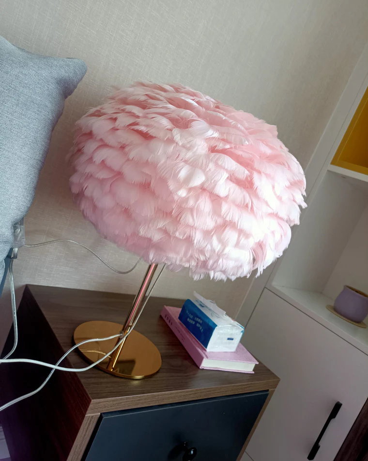 WOMO Pretty Round Feather Table Night Lamp-WM8038 - Image 34